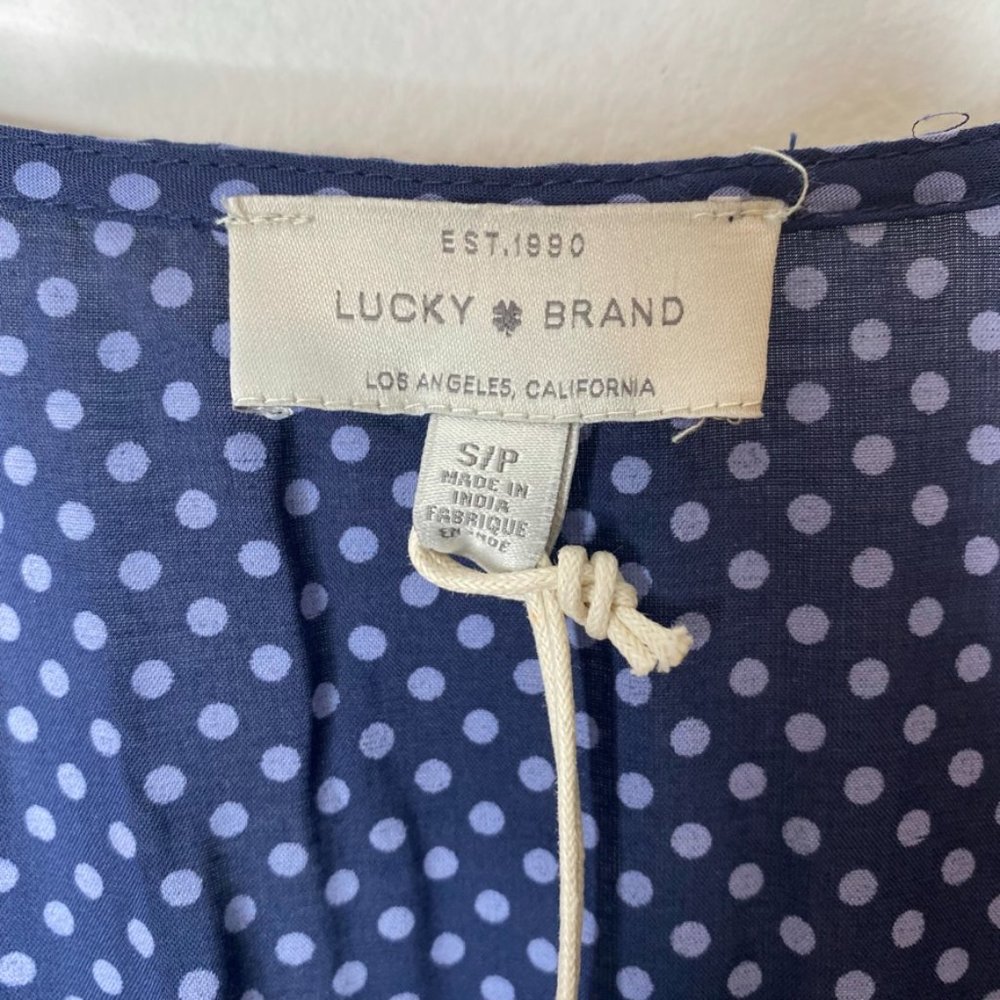 NWT LUCKY BRAND Blue Minnie Polka Dot Mini Sundress Women's small NWT 7WD9709 - Picture 4 of 10